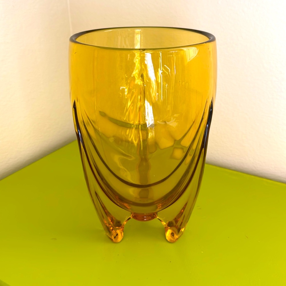 Duncan & Miller glass art deco Amber Rocket glass vase